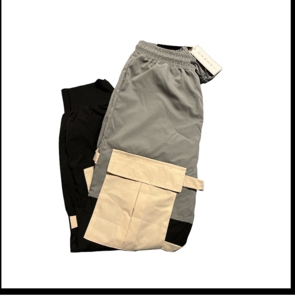 CARGO pants. Gray, black, and cream. NWT - Picture 3 of 5